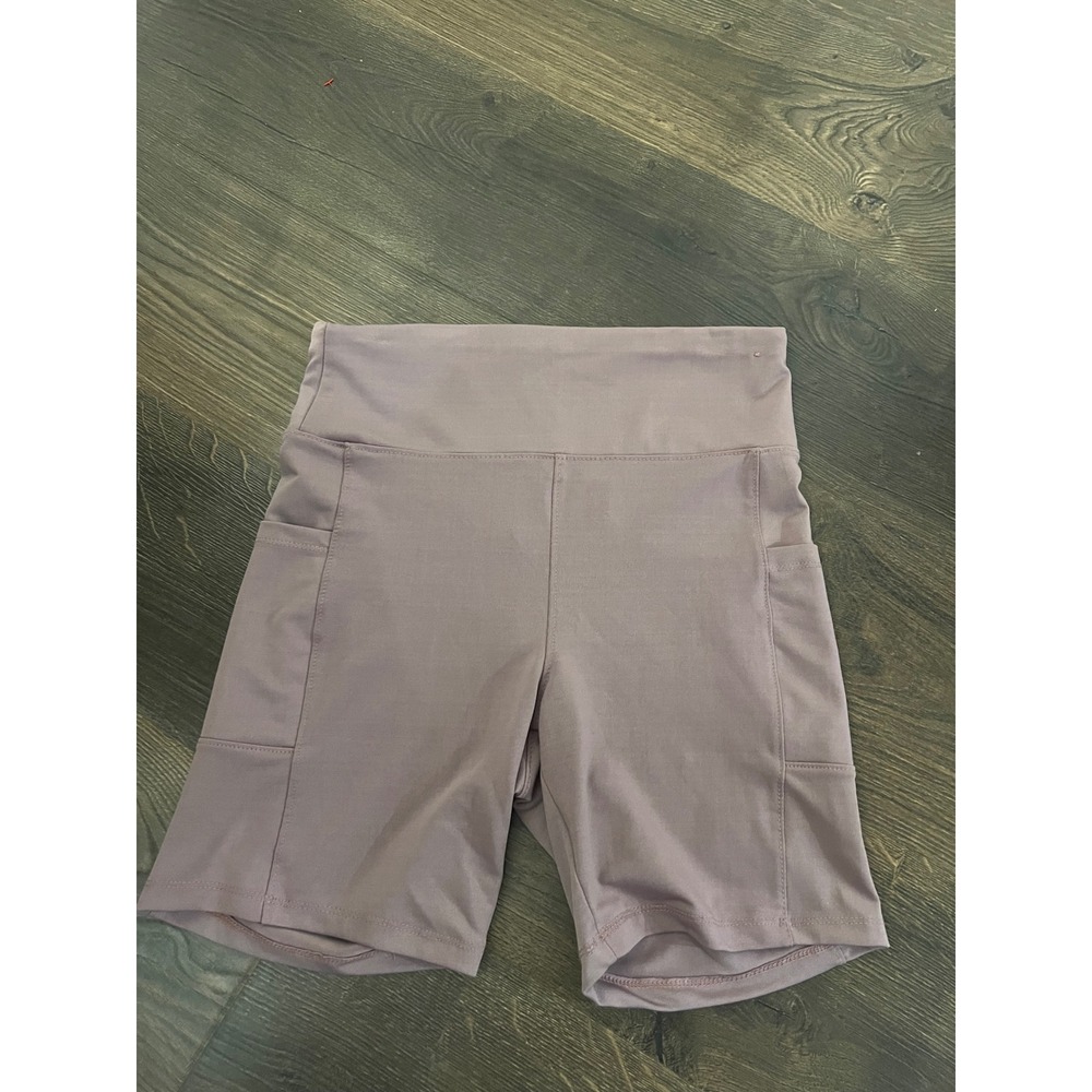 Series 8 Womens Mauve Purple‎ High Waisted Biker Shorts with Side Pockets Large
